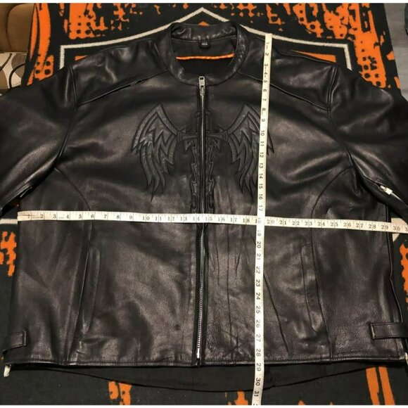 Motorcycle Riding Jacket 2XL Men, Resistant Leather, Reflective - Picture 8 of 8